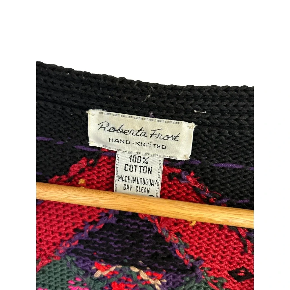 Roberta Frost Vintage Hand Knitted Cotton Cardigan Sweater, Size Small - Picture 3 of 7